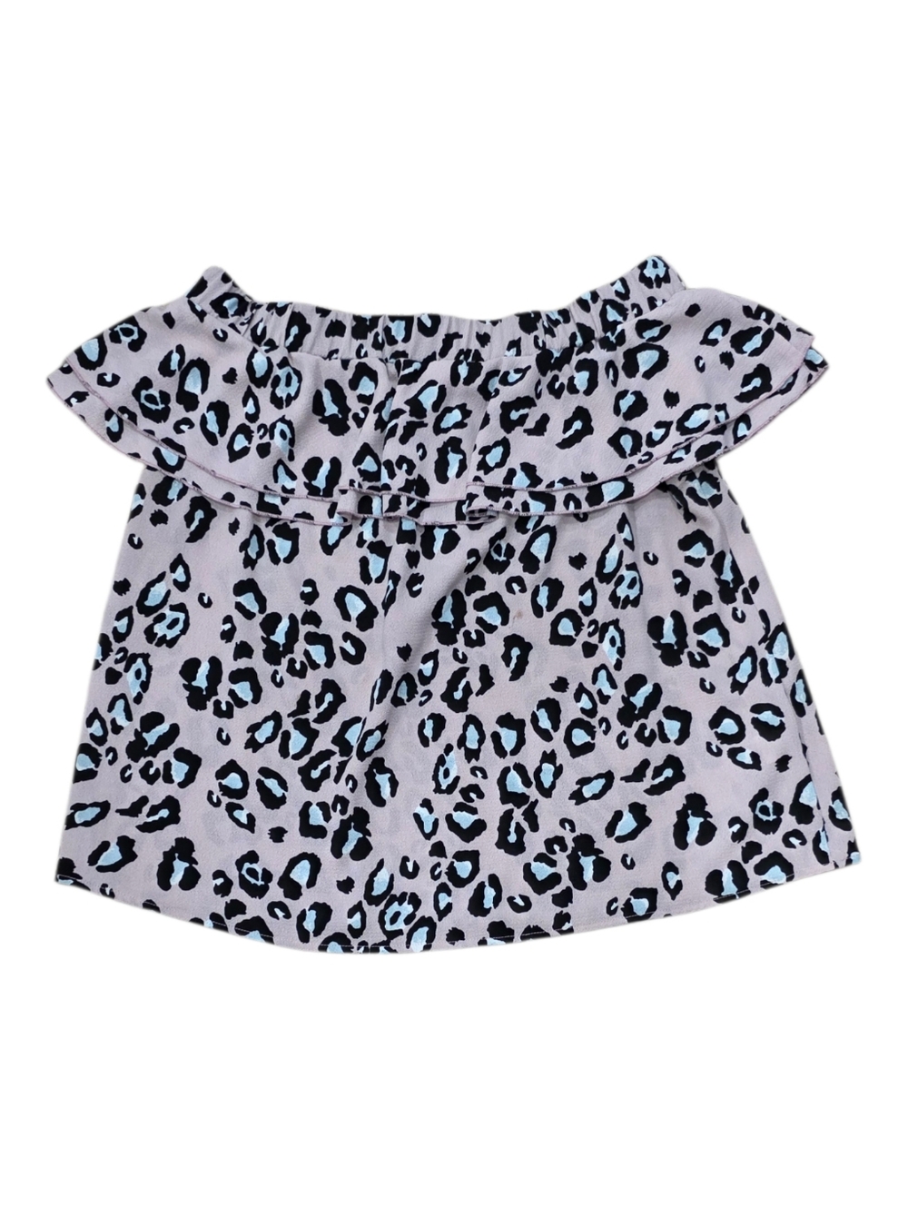 Caramela Pink Ruffle Off-Shoulder Leopard Print Blouse M